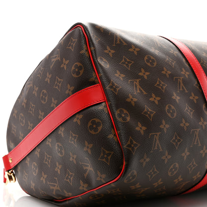 Louis Vuitton Calfskin Monogram Keepall Bandouliere 50 Coquelicot 7 of 10