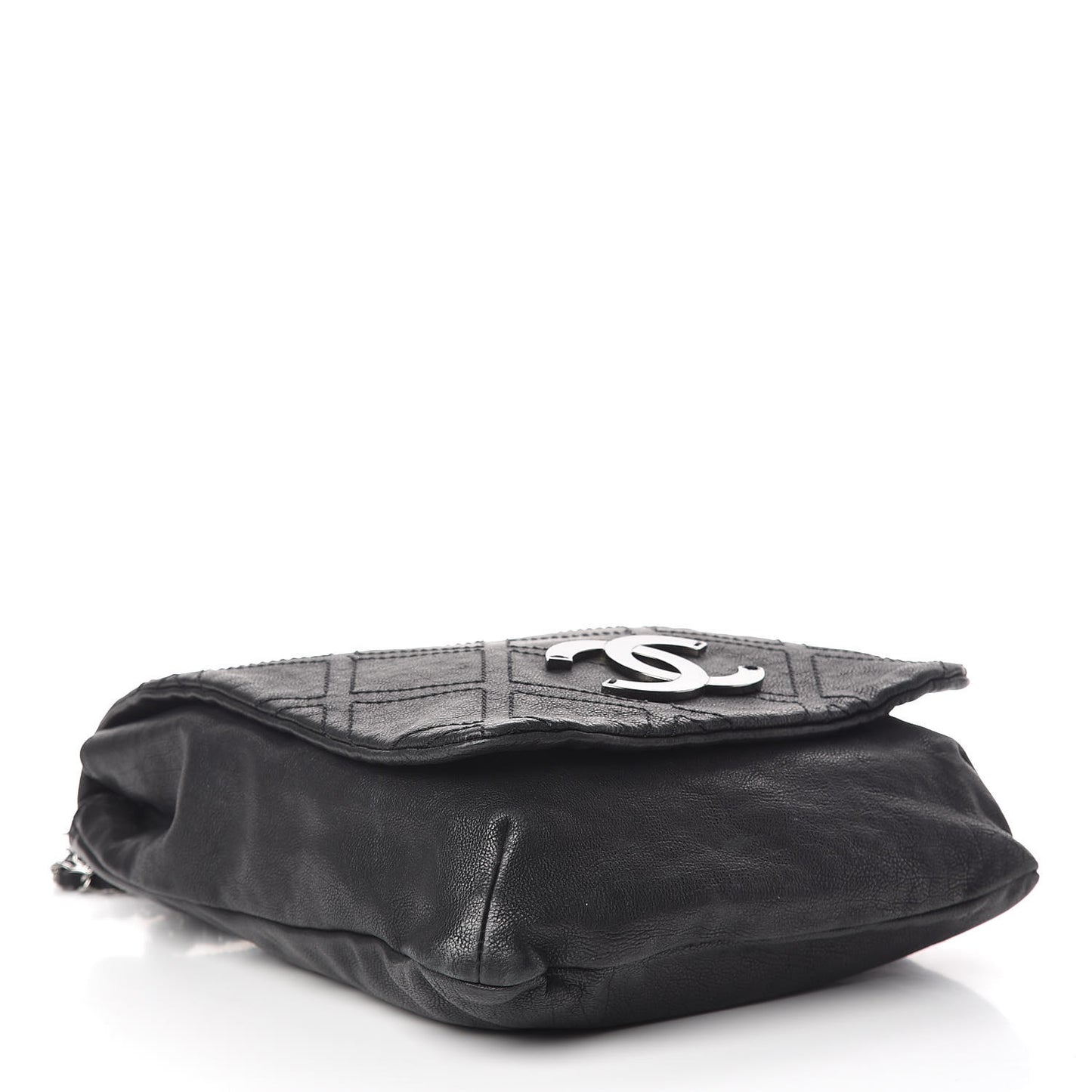 Calfskin Diamond Stitch Large Messenger Black