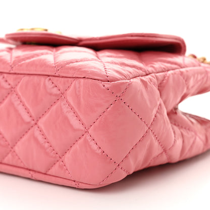 Chanel Shiny Crumpled Calfskin Quilted Small Wavy CC Hobo Pink 10 of 10