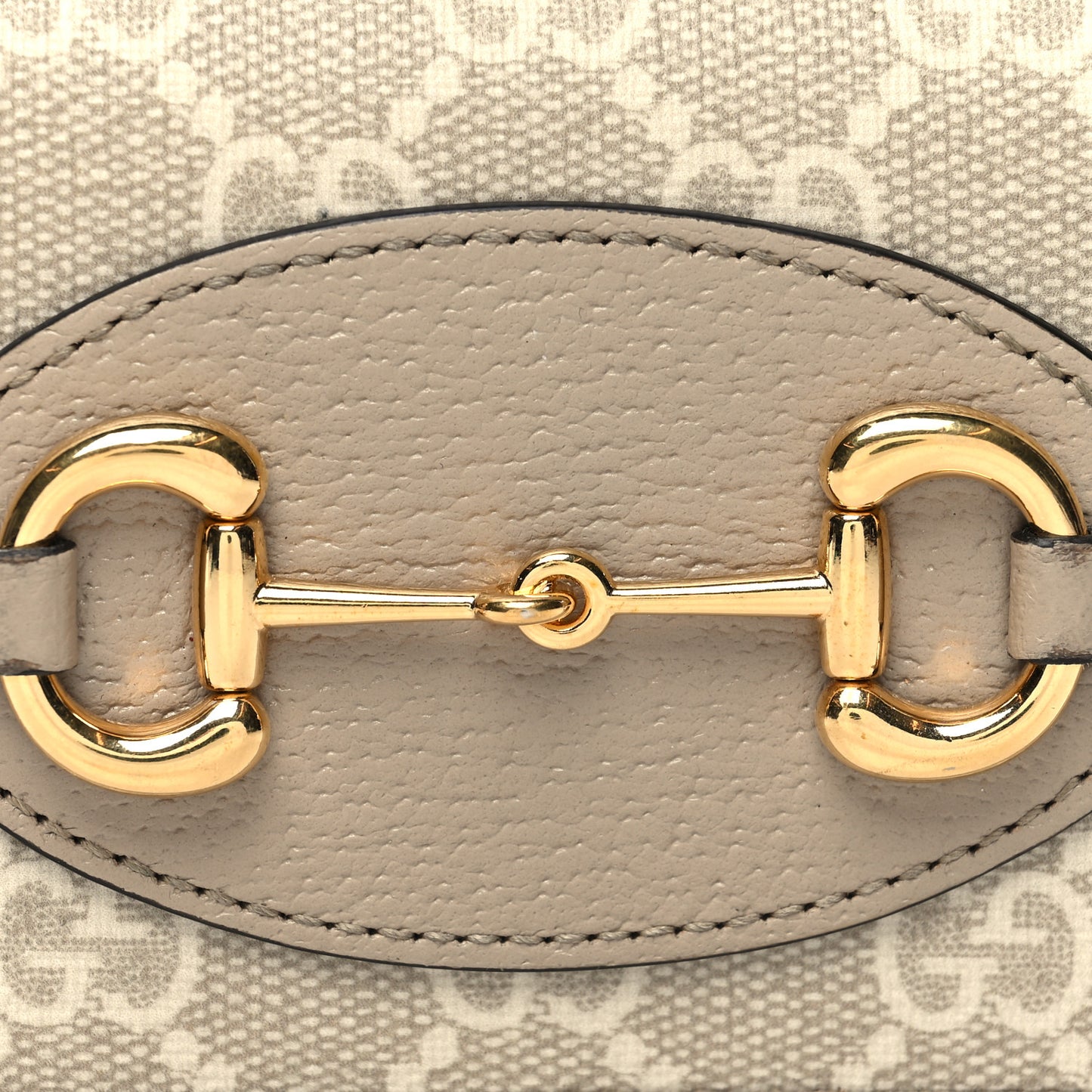 GG Supreme Monogram Textured Dollar Calfskin Horsebit 1955 Card Case Wallet Beige Mystic White Oatmeal