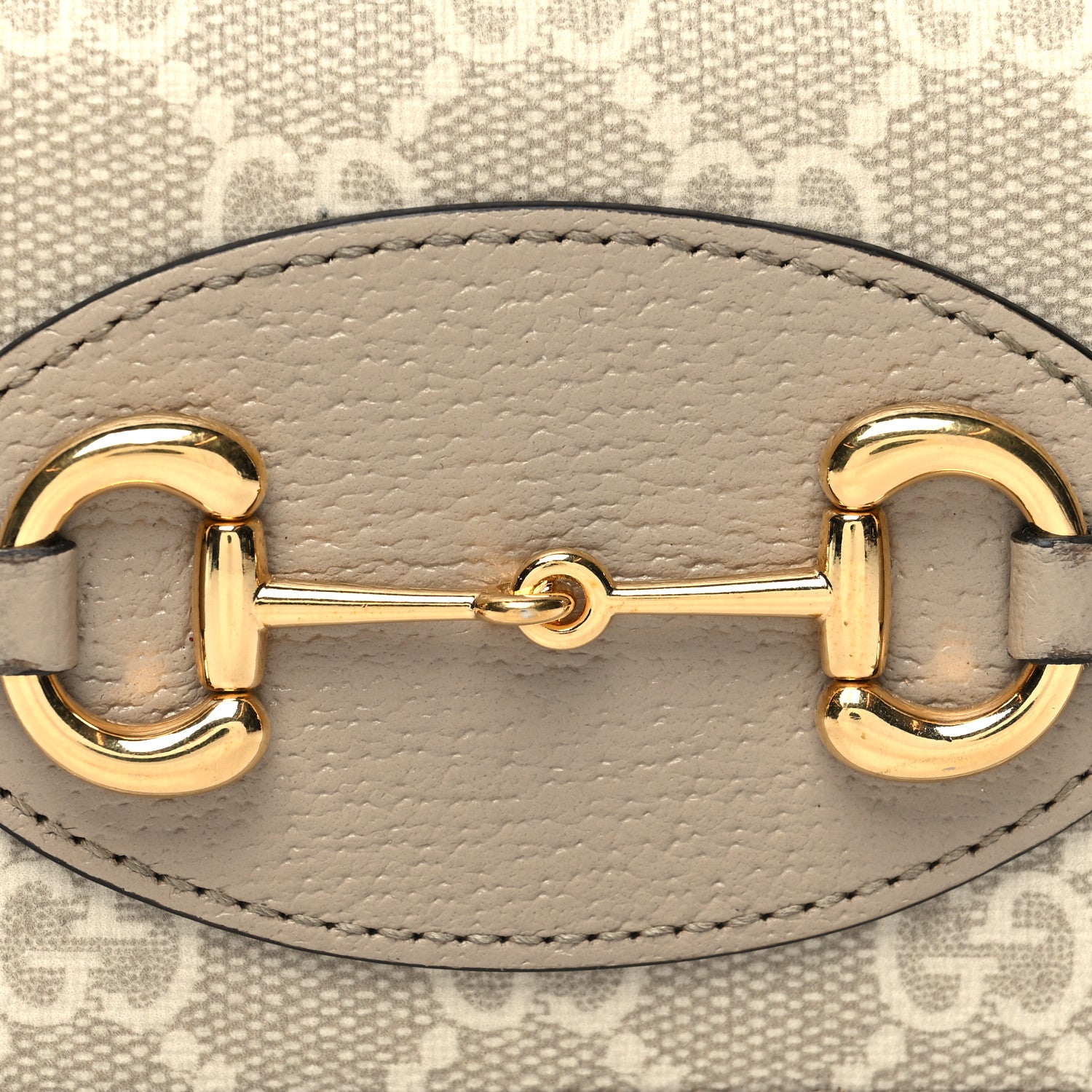 Gucci GG Supreme Monogram Textured Dollar Calfskin Horsebit 1955 Card Case Wallet Beige Mystic White Oatmeal 9 of 11