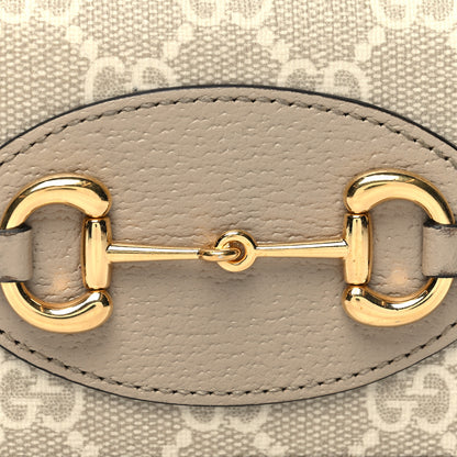 Gucci GG Supreme Monogram Textured Dollar Calfskin Horsebit 1955 Card Case Wallet Beige Mystic White Oatmeal 9 of 11