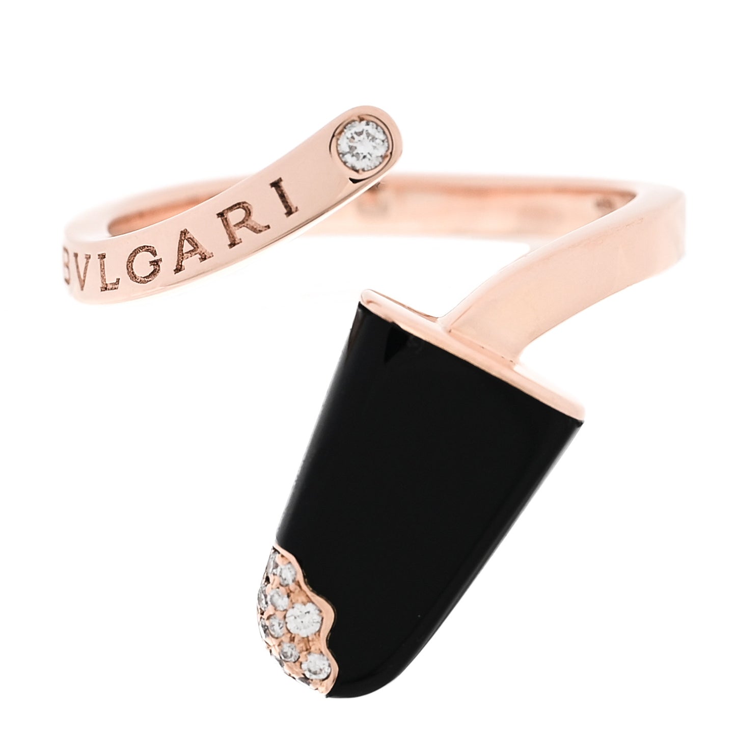 18K Rose Gold Black Onyx Diamond Gelati Ring 55 7.25