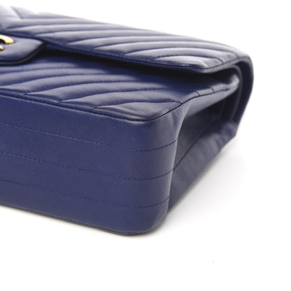 Chanel Lambskin Chevron Quilted Medium Double Flap Blue 10 of 11