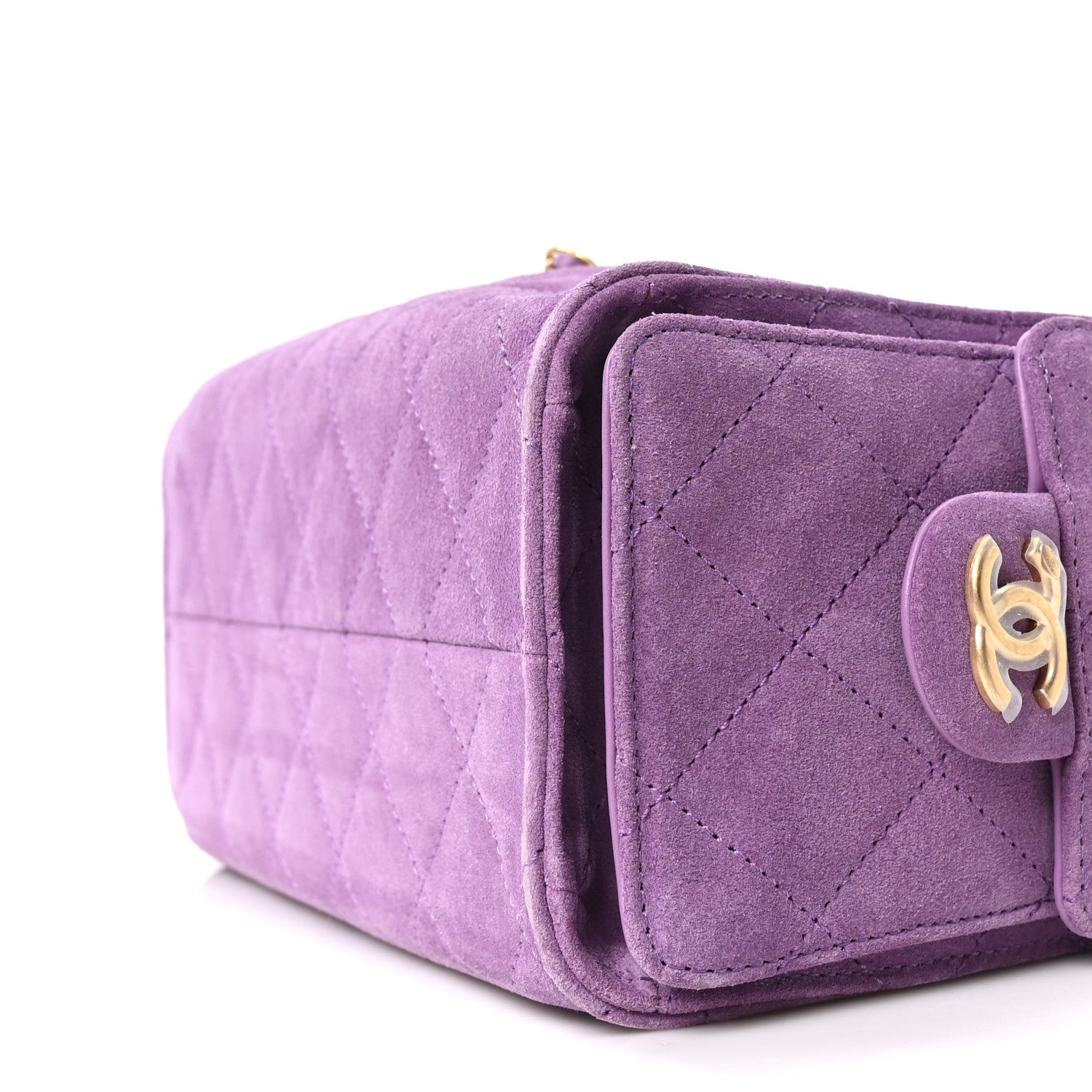Chanel Suede Quilted Mini Chanel 25 Handbag Purple 9 of 10