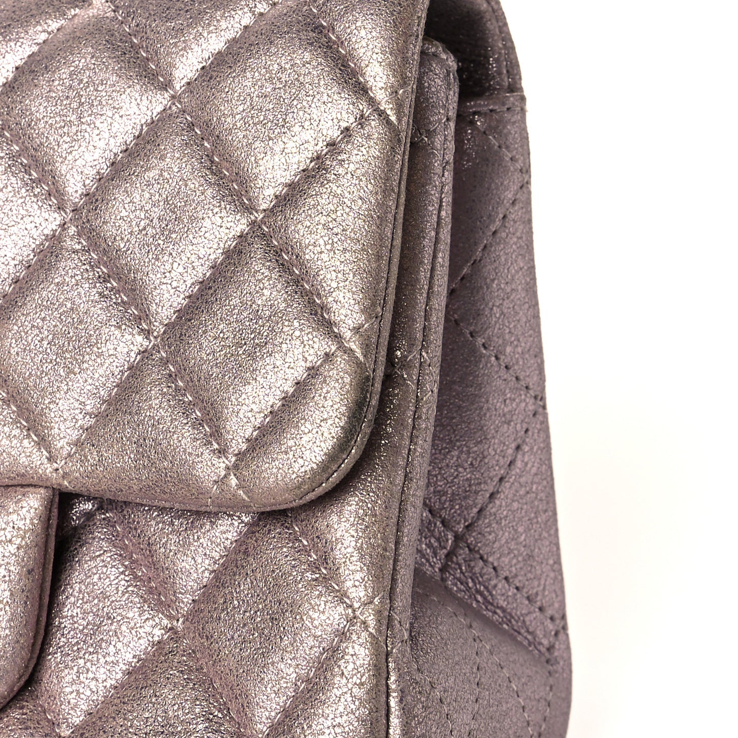 Iridescent Calfskin Quilted Mini Square Flap Light Pink