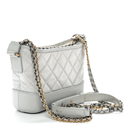 Chanel Metallic Aged Calfskin Quilted Small Gabrielle Hobo Silver 3 of 12