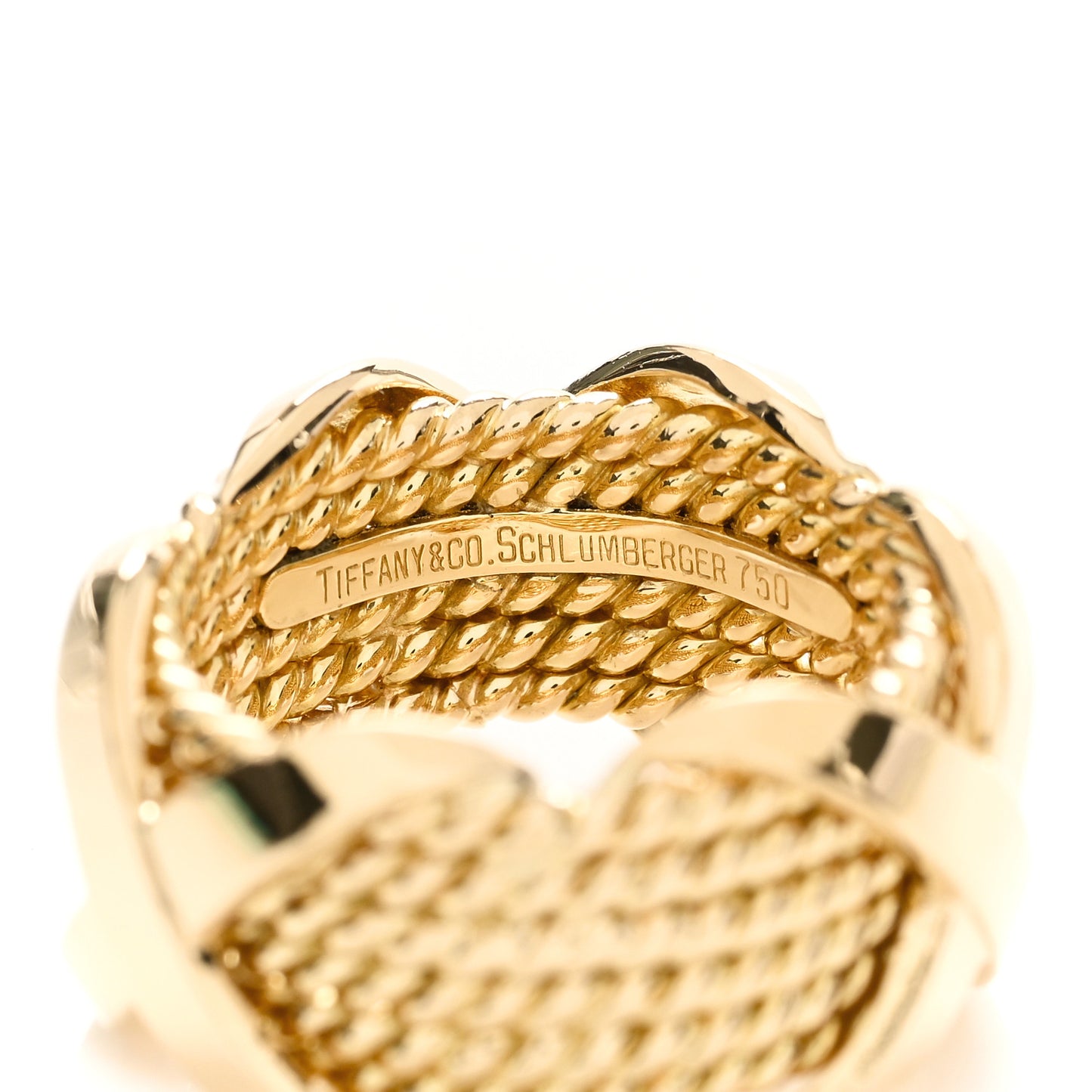 18K Yellow Gold Schlumberger Rope Six Row X Ring 47 4
