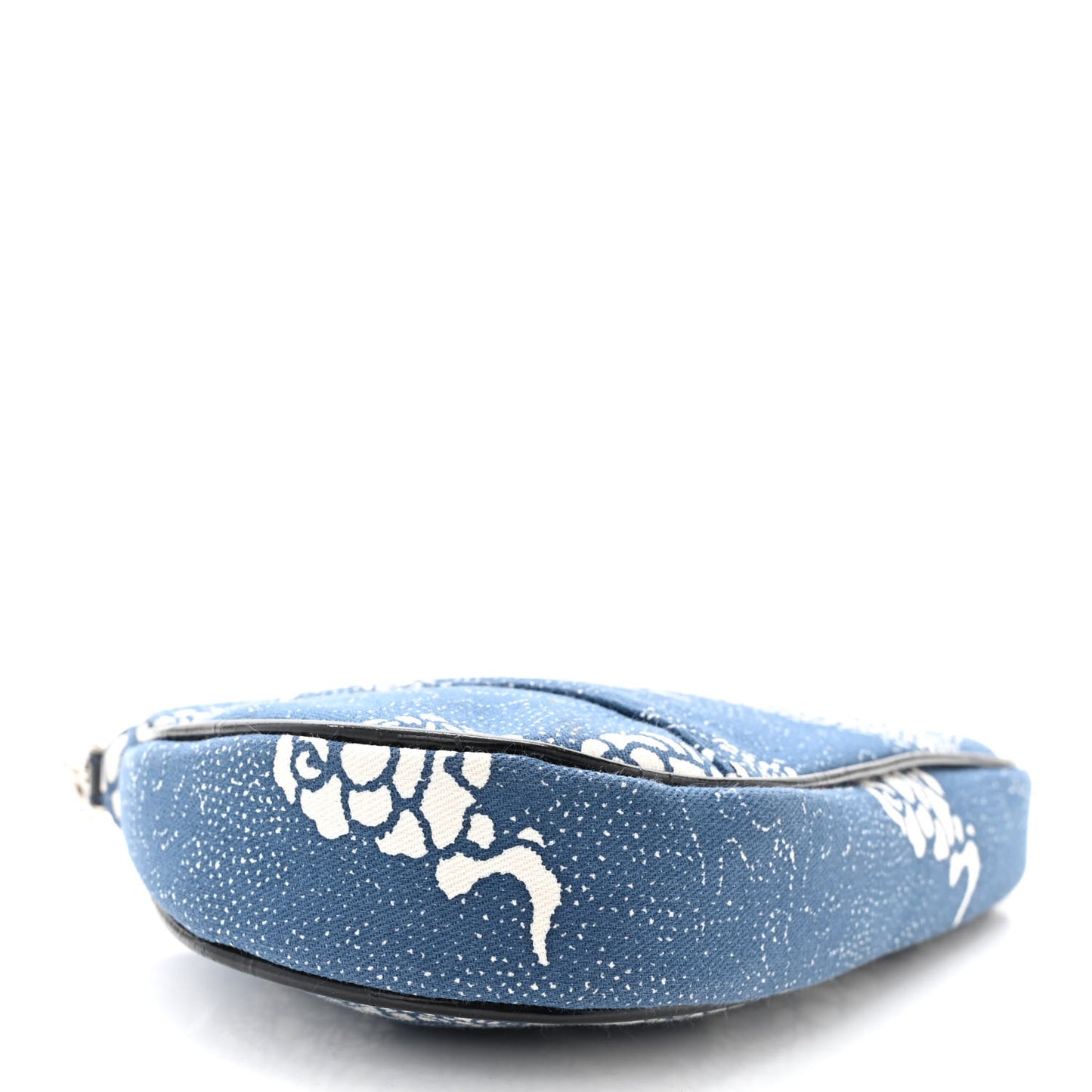 Canvas Dragon Print Mini Saddle Pochette Blue