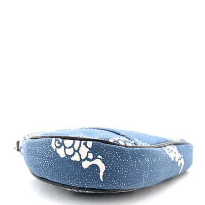 Christian Dior Canvas Dragon Print Mini Saddle Pochette Blue 4 of 10