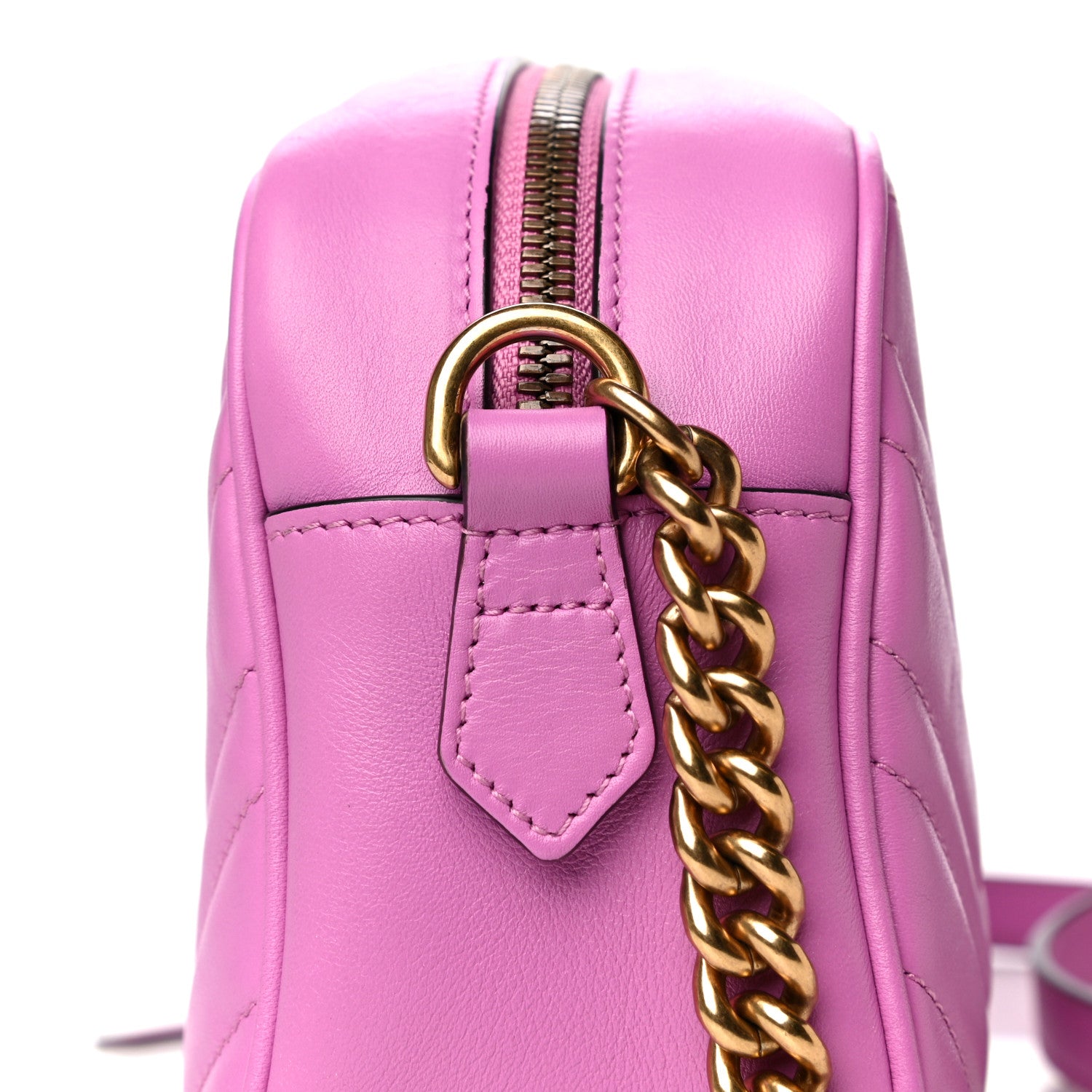 Gucci Calfskin Matelasse Small GG Marmont Chain Shoulder Bag Candy Mousse 14 of 15
