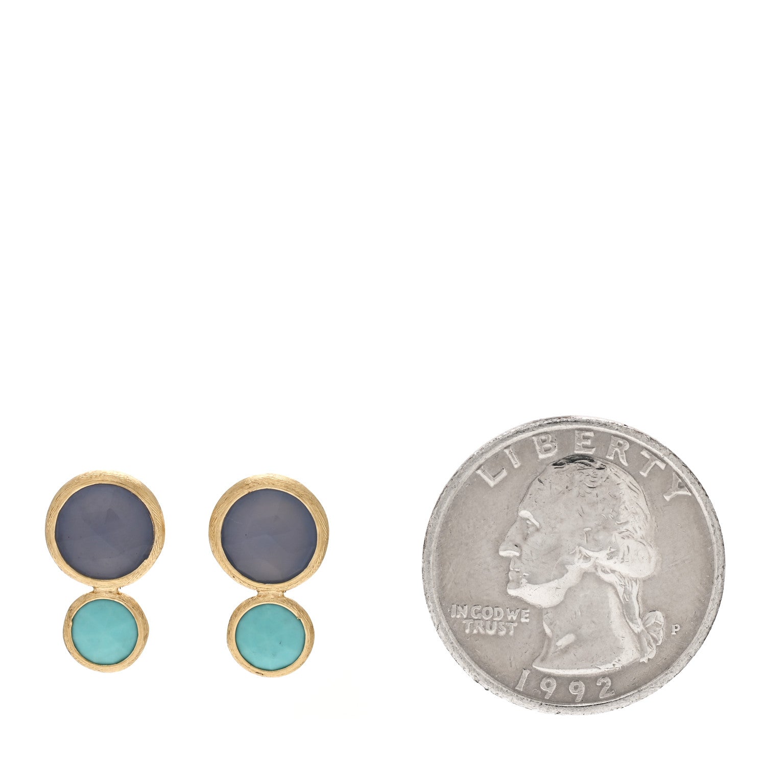 Marco Bicego 18K Yellow Gold Turquoise Chalcedony Jaipur Stud Earrings 2 of 6