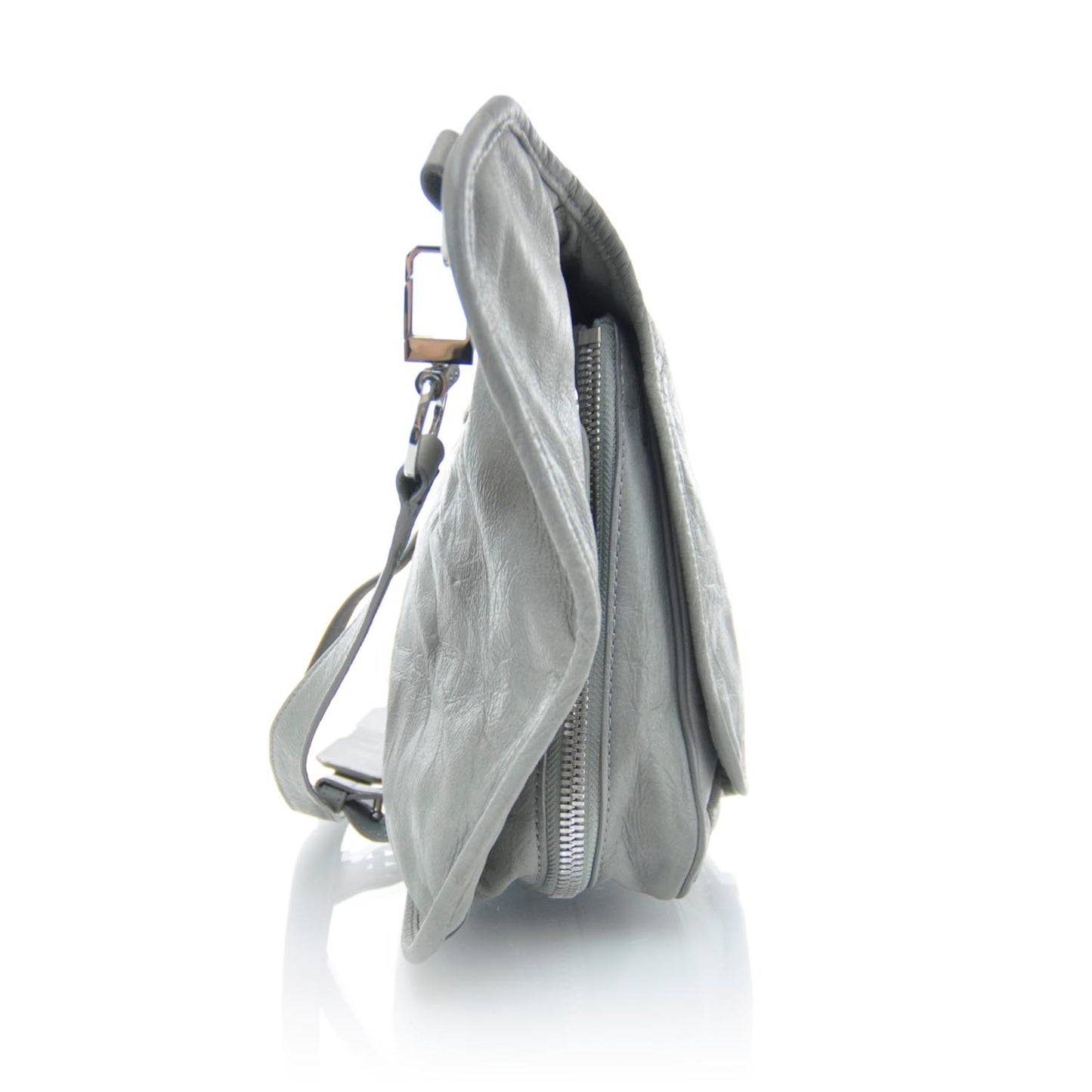 Leather Iris Messenger Bag Grey