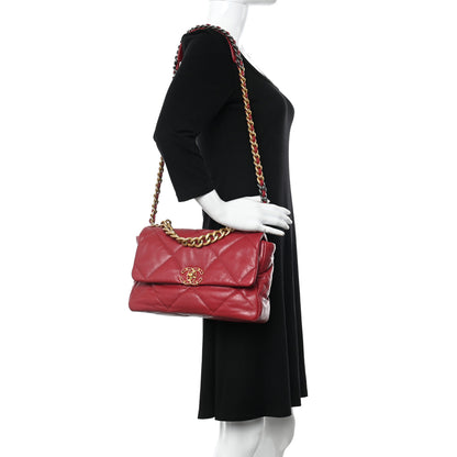 Chanel Goatskin Quilted Large Chanel 19 Flap Red 2 of 10