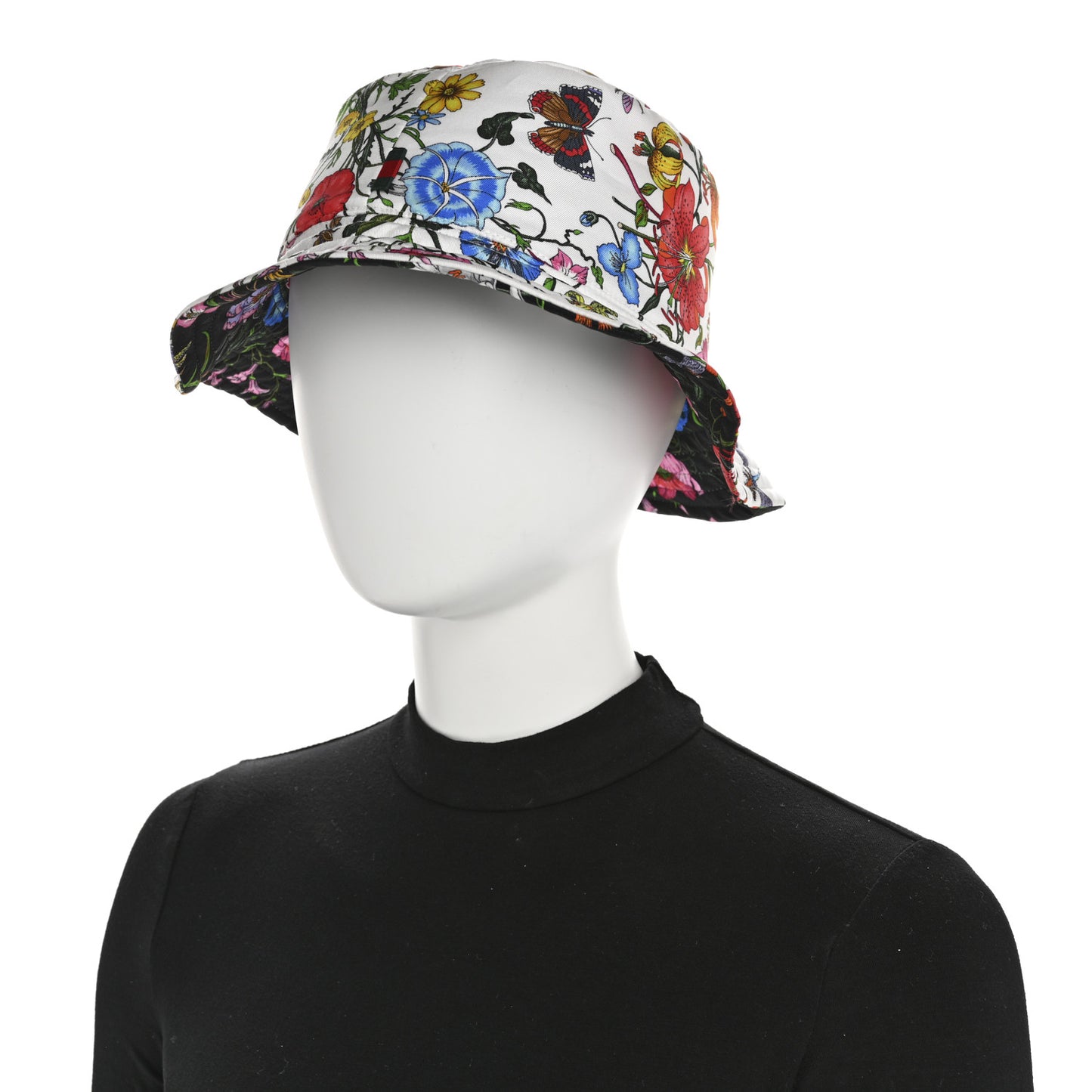 Printed Silk Flora Reversible Bucket Hat 58 Multicolor