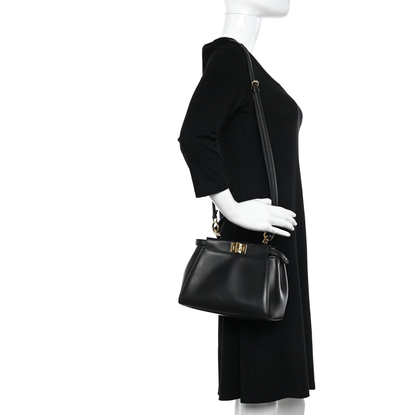 Nappa Stacked Bar Mini Peekaboo Iconic Satchel Black