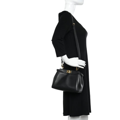 Fendi Nappa Stacked Bar Mini Peekaboo Iconic Satchel Black 2 of 12