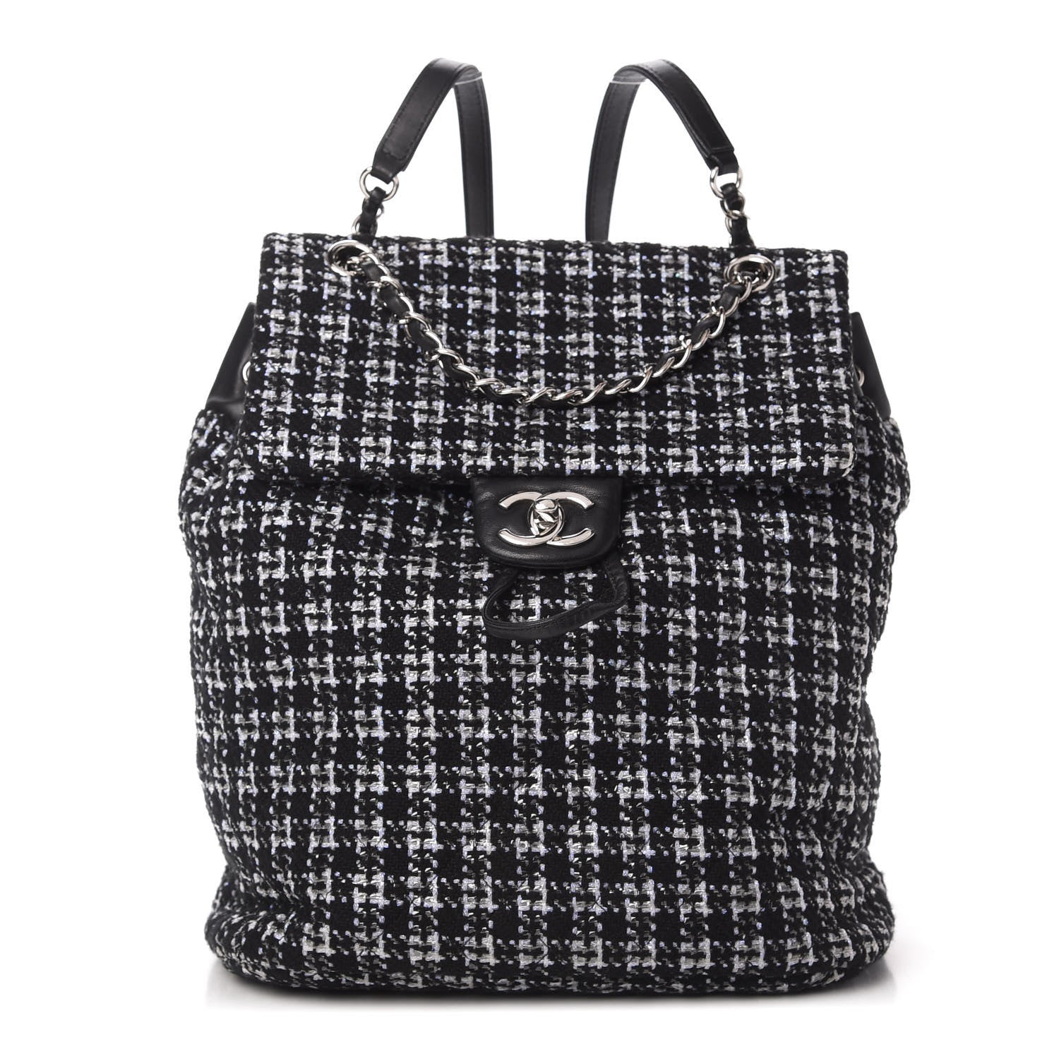 Chanel Tweed Large Urban Spirit Backpack Black White 1 of 10