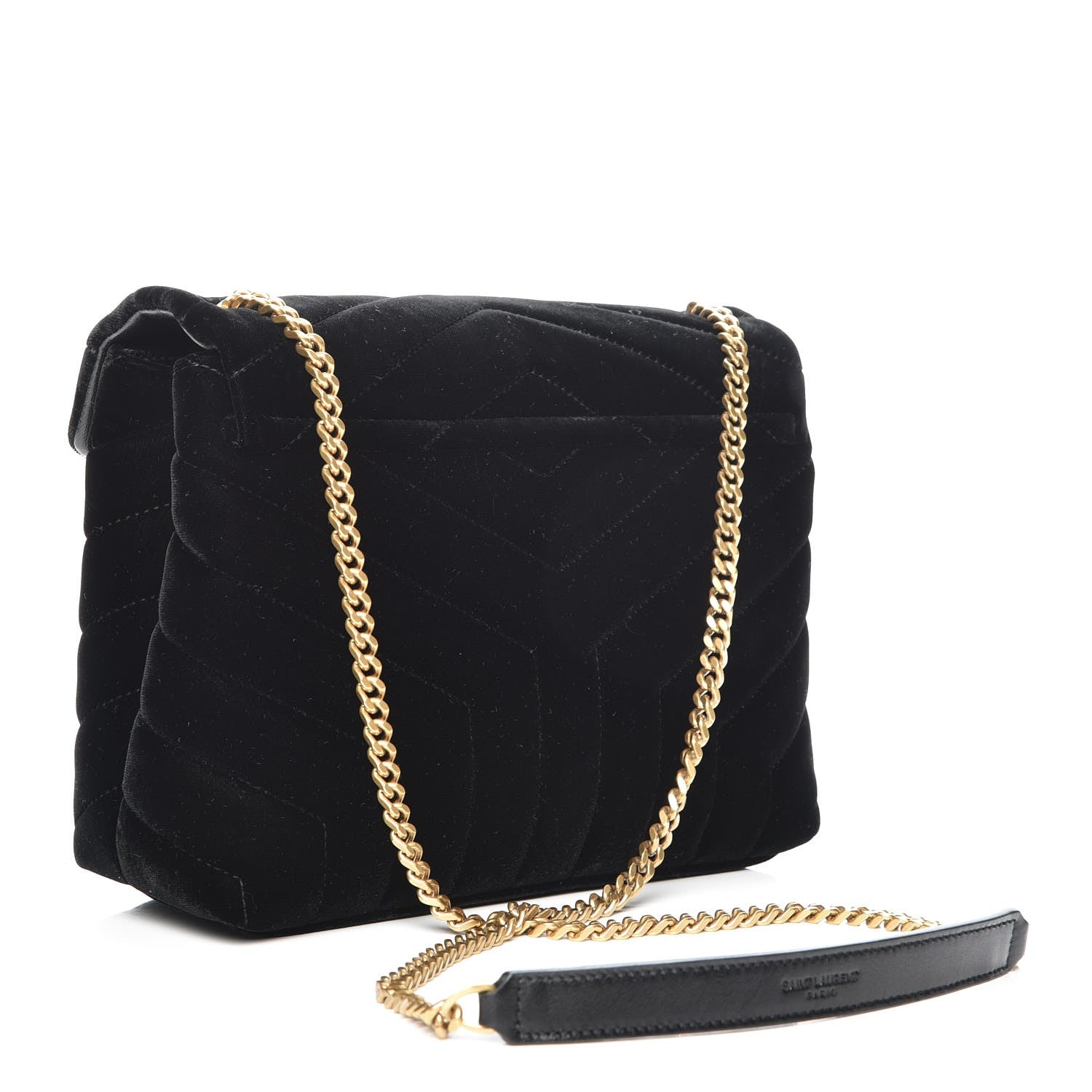 Saint Laurent Velvet Y Quilted Monogram Small Loulou Chain Satchel Black 3 of 9