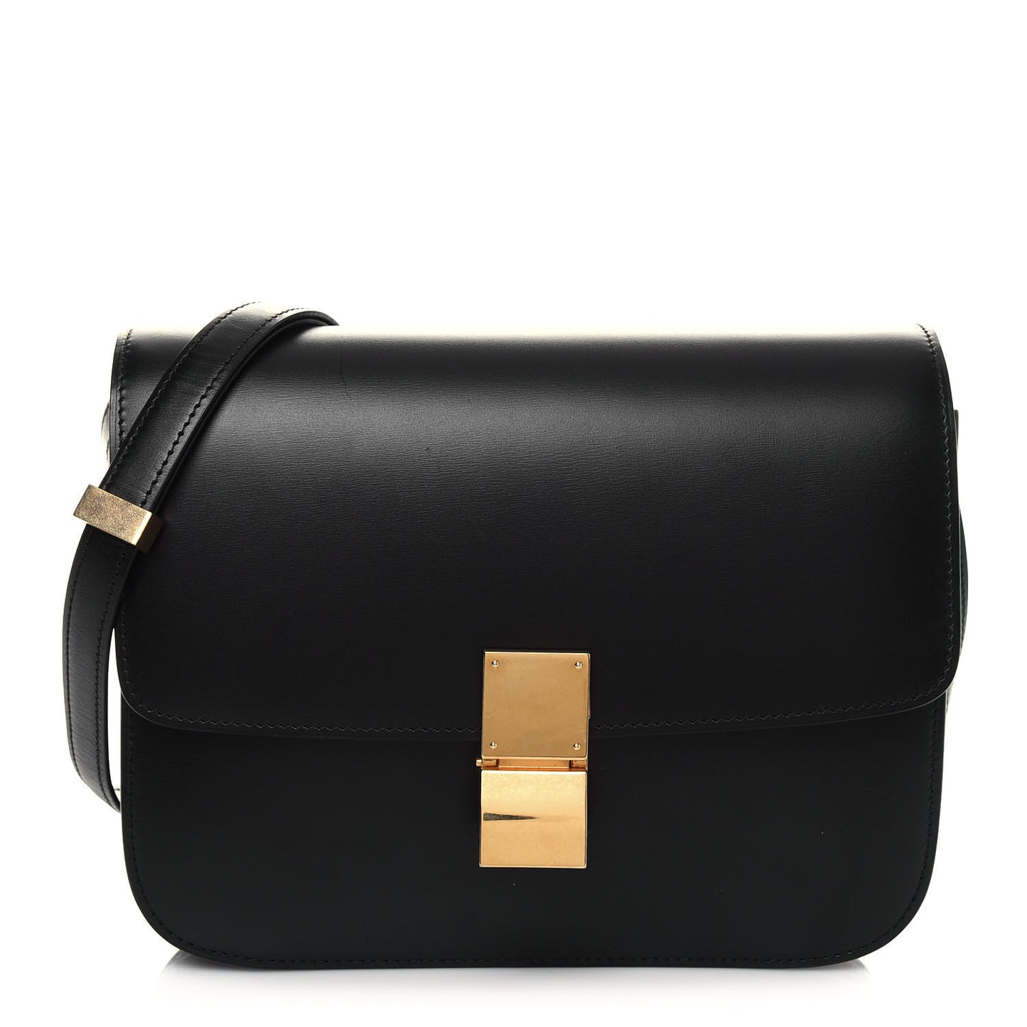 Box Calfskin Medium Classic Box Flap Bag Black