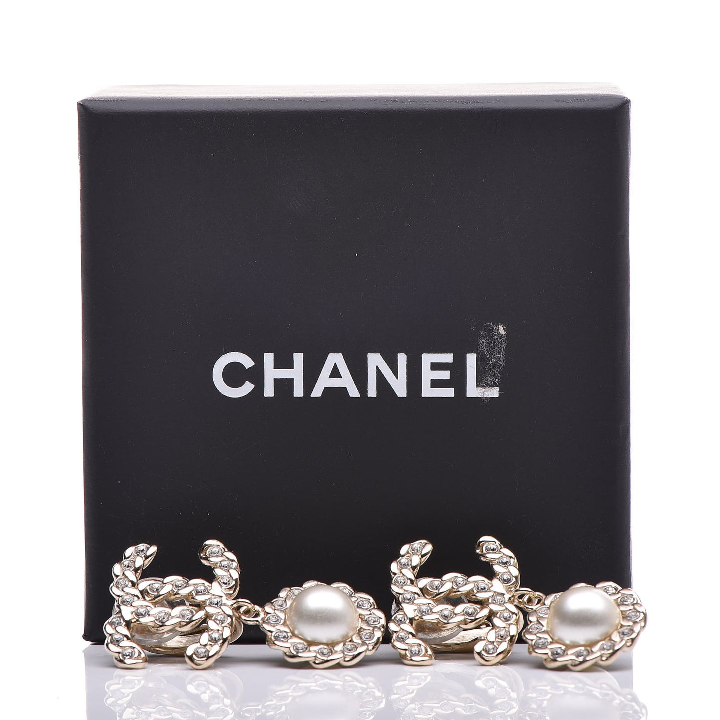 Crystal Pearl Pearls Coronation CC Drop Clip On Earrings Gold
