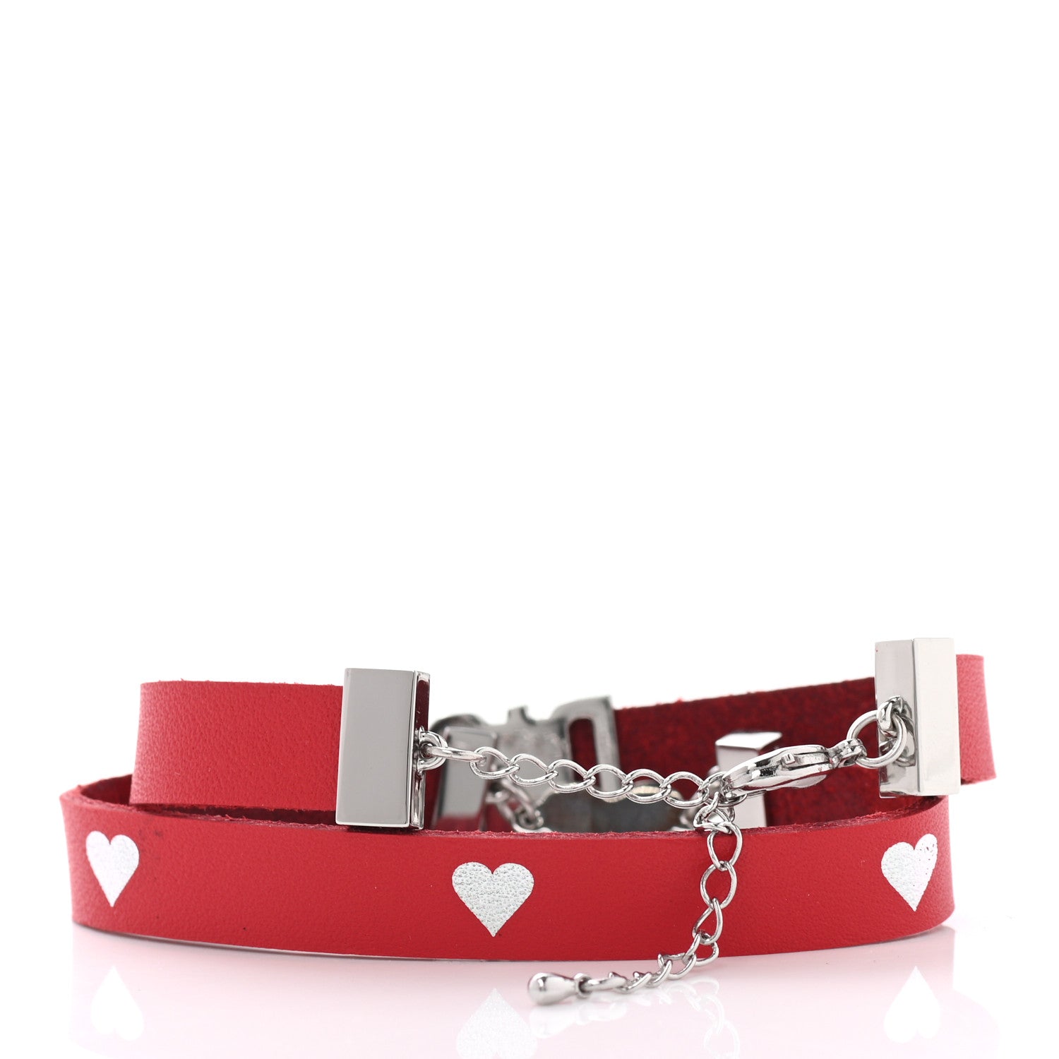 Christian Dior Calfskin Dior Heart Double Bracelet Red 3 of 5