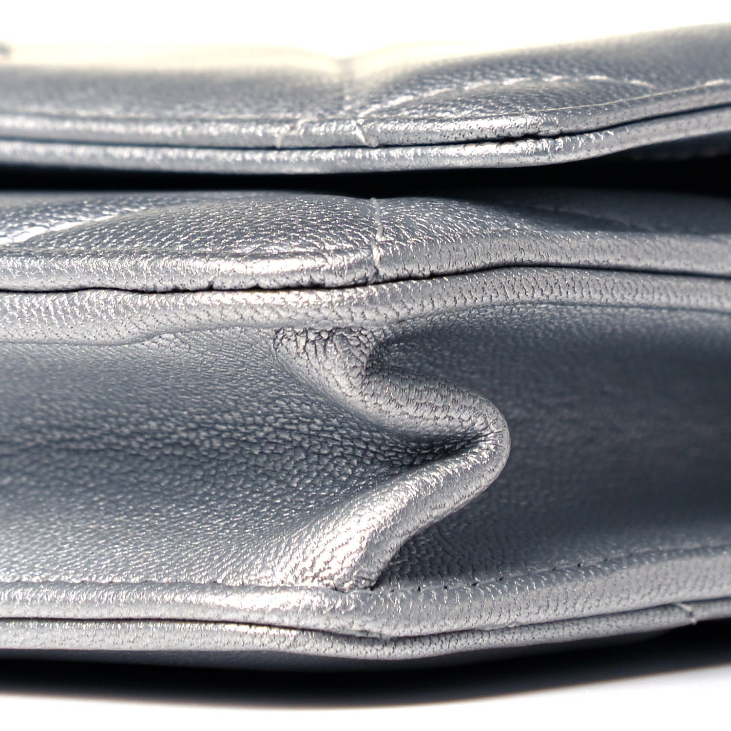 Chanel Metallic Lambskin Quilted Chanel 19 Wallet On Chain WOC Silver 8 of 8