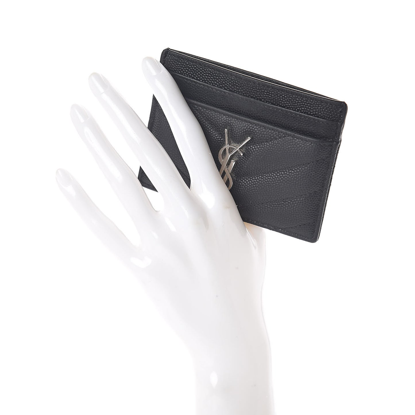 Grain De Poudre Matelasse Chevron Monogram Credit Card Case Black