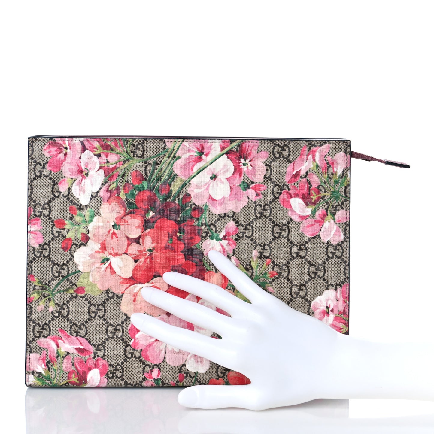 GG Supreme Monogram Blooms Large Cosmetic Case Beige Multicolor Dry Rose