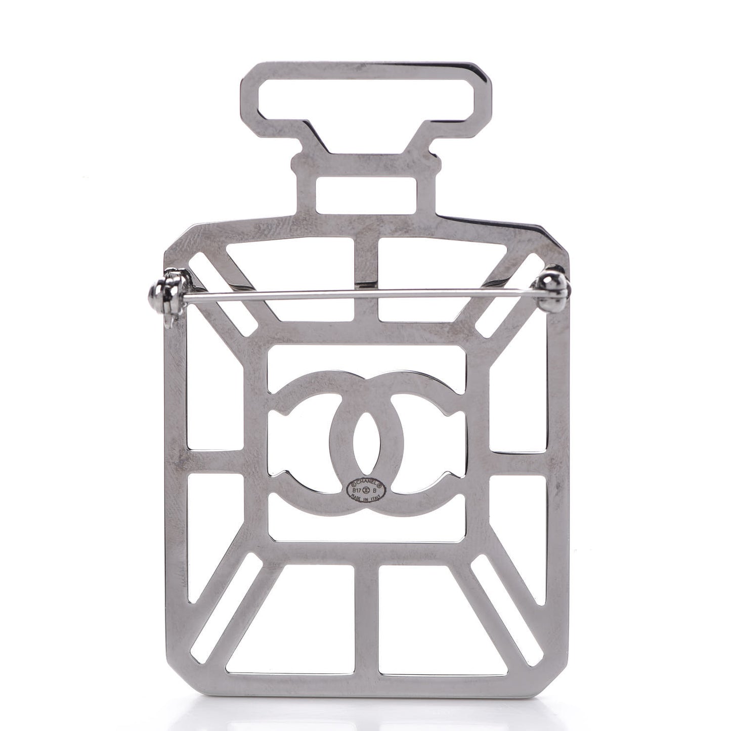 Ruthenium Crystal Perfume Bottle CC Brooch Iridescent Pink