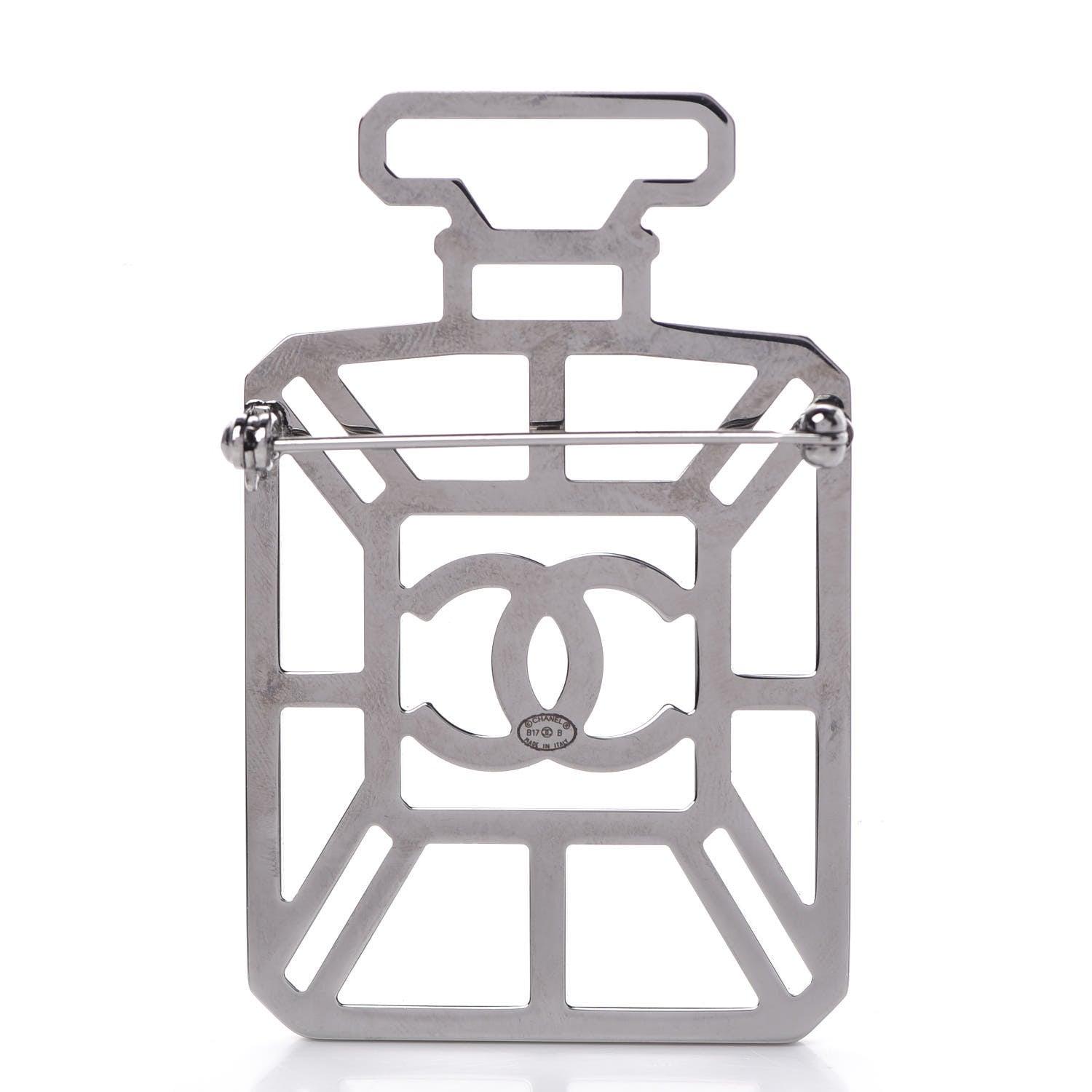Chanel Ruthenium Crystal Perfume Bottle CC Brooch Iridescent Pink 3 of 4