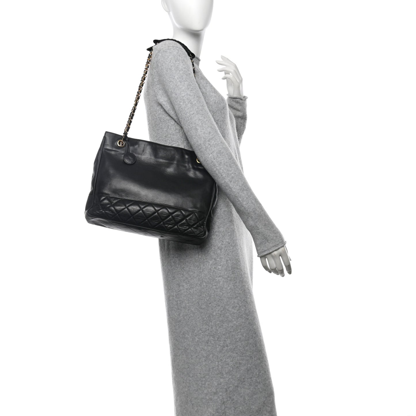 Lambskin Quilted Shoulder Bag Black