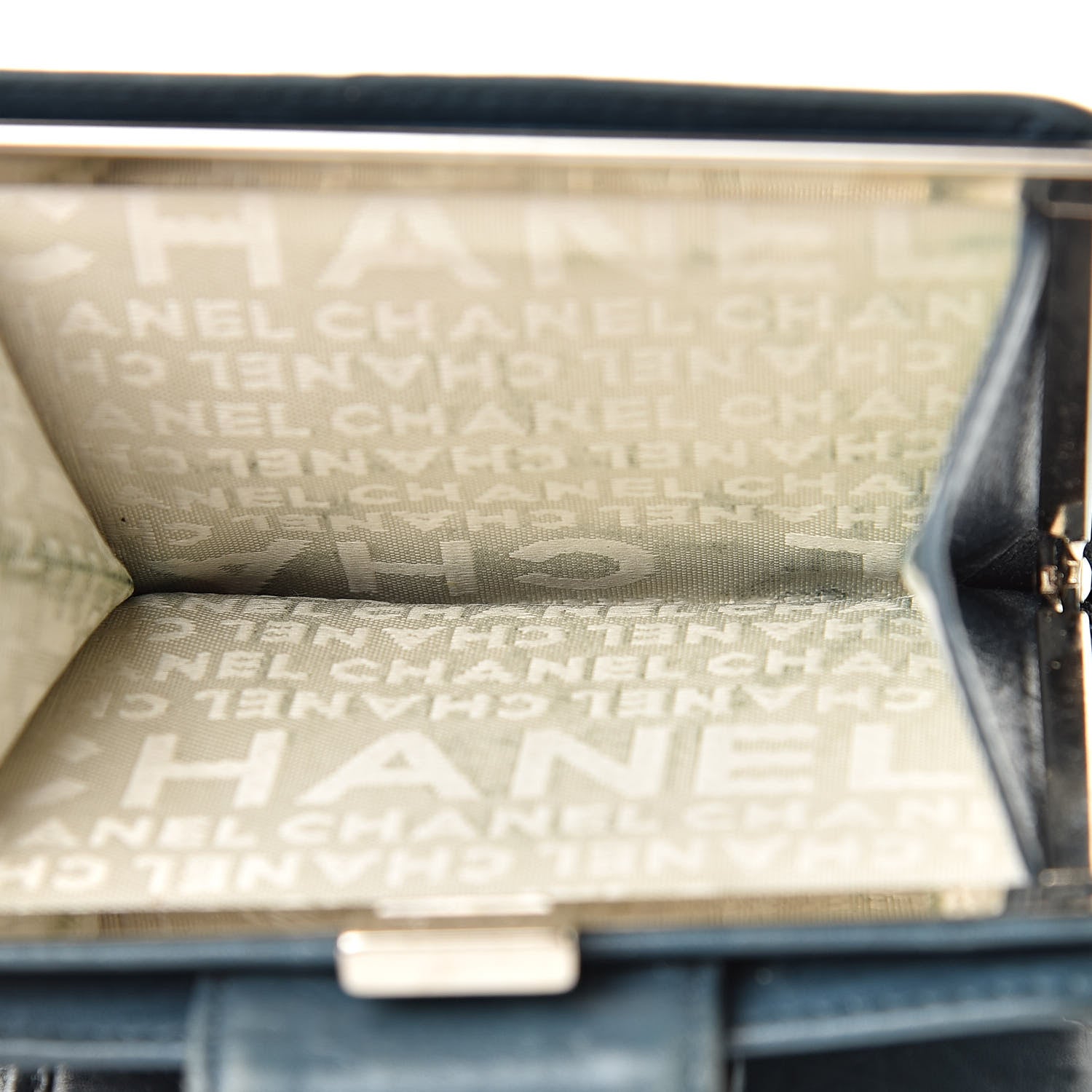 Chanel Aged Calfskin Cambon Compact Wallet Blue 6 of 17