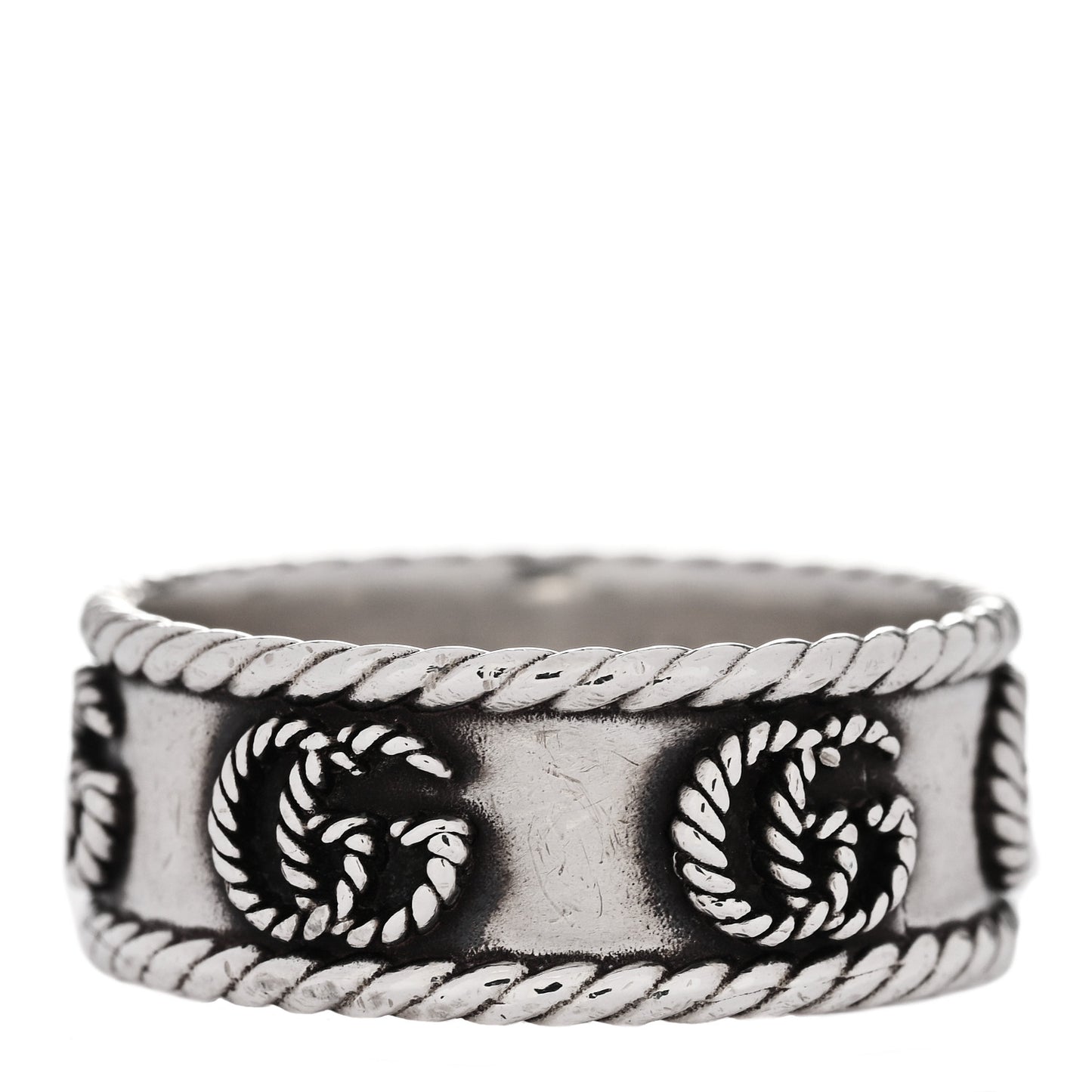 Sterling Silver Torchon GG Marmont Ring 62 10