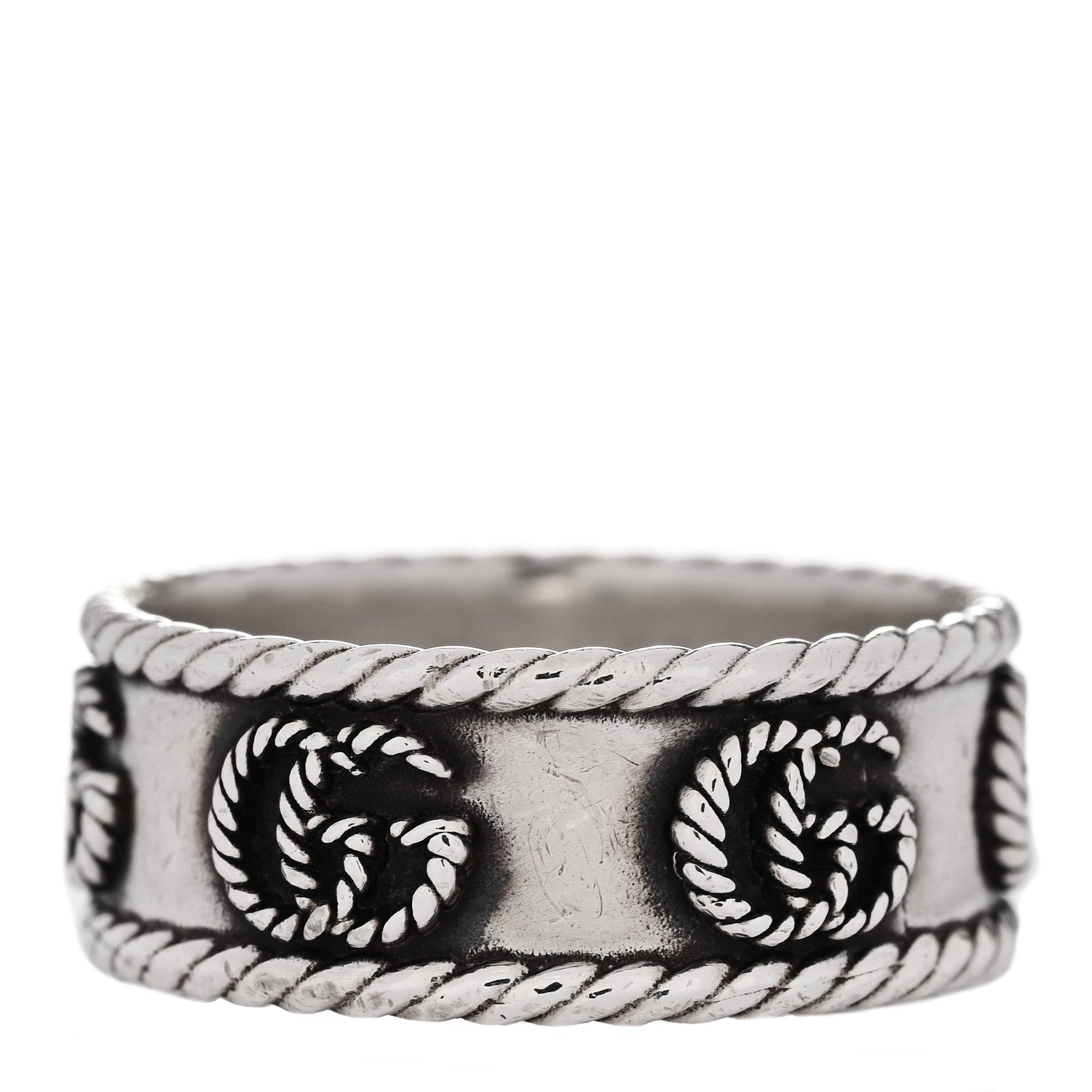 Gucci Sterling Silver Torchon GG Marmont Ring 62 10 3 of 7