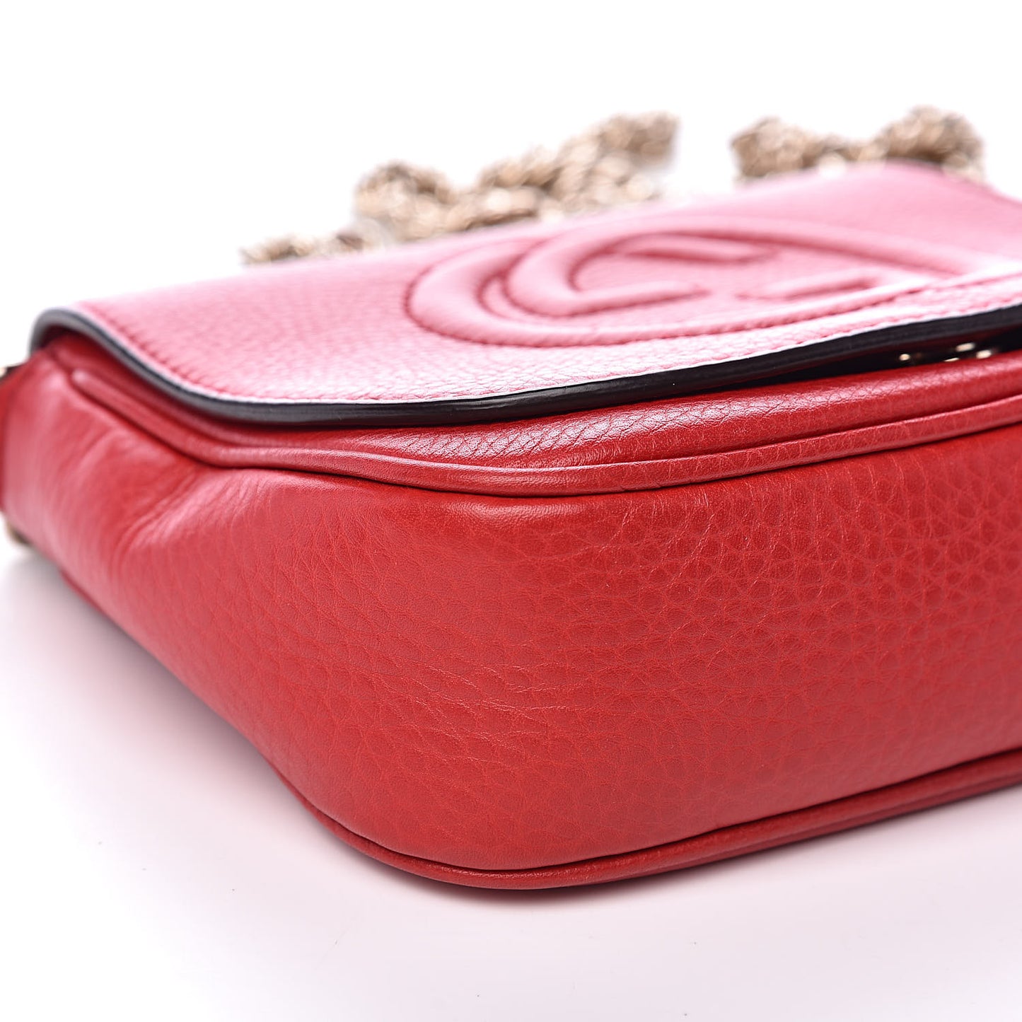 Pebbled Calfskin Small Soho Flap Crossbody Red