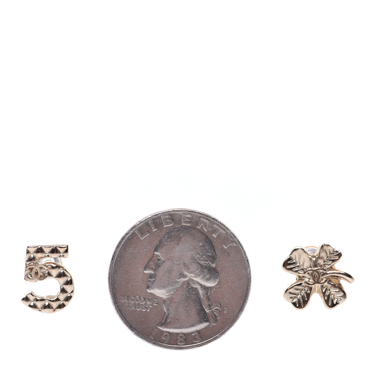 Chanel No 5 Clover CC Earrings Gold 2 of 4