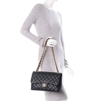 Chanel Caviar Quilted Jumbo Double Flap Black 2 of 7