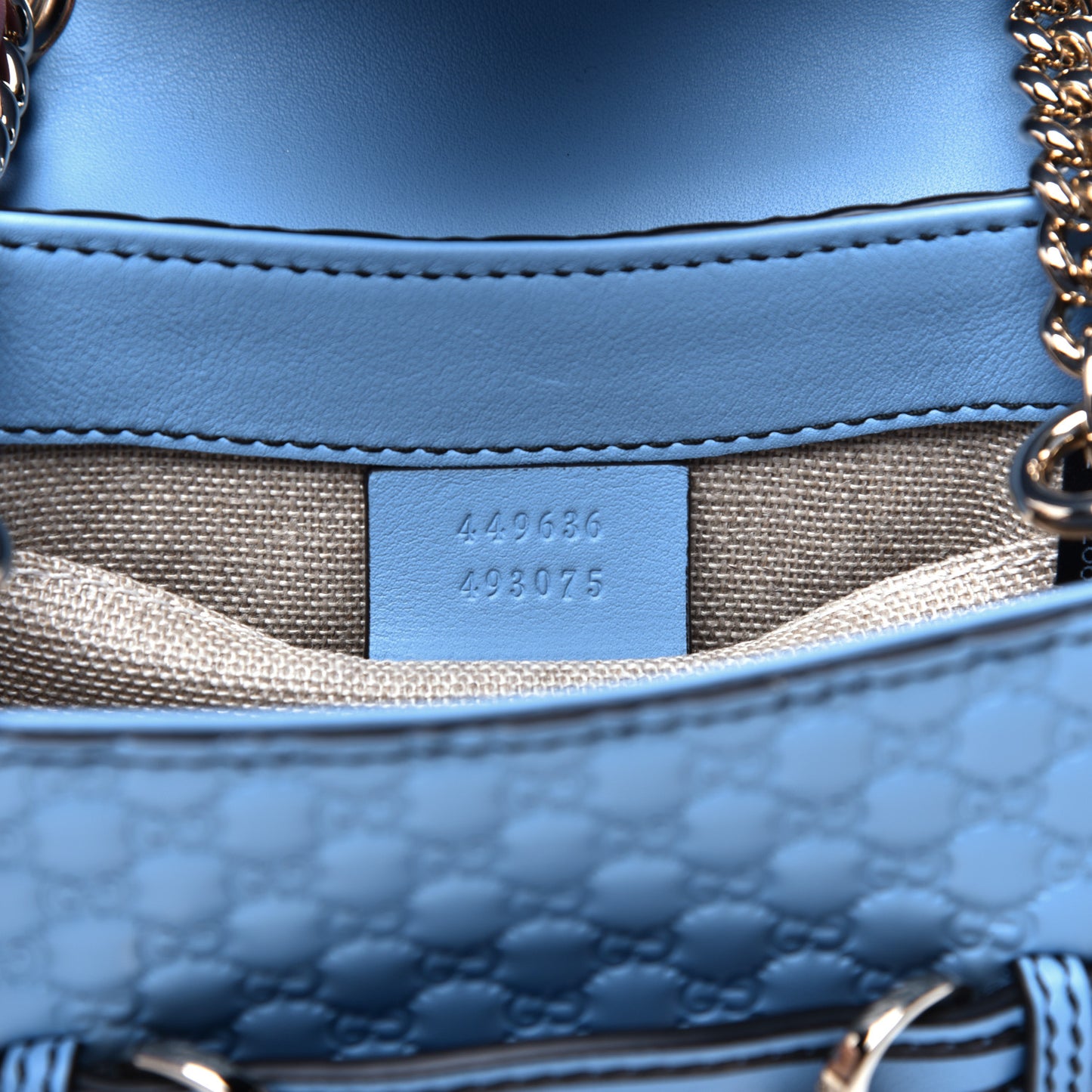 Soft Microguccissima Mini Emily Chain Shoulder Bag Mineral Blue
