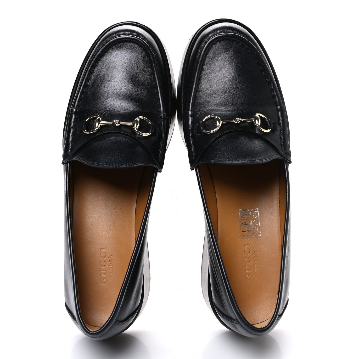 Gucci Kama Calfskin Horsebit Womens Wedge Platform Loafers 40.5 Black 2 of 11