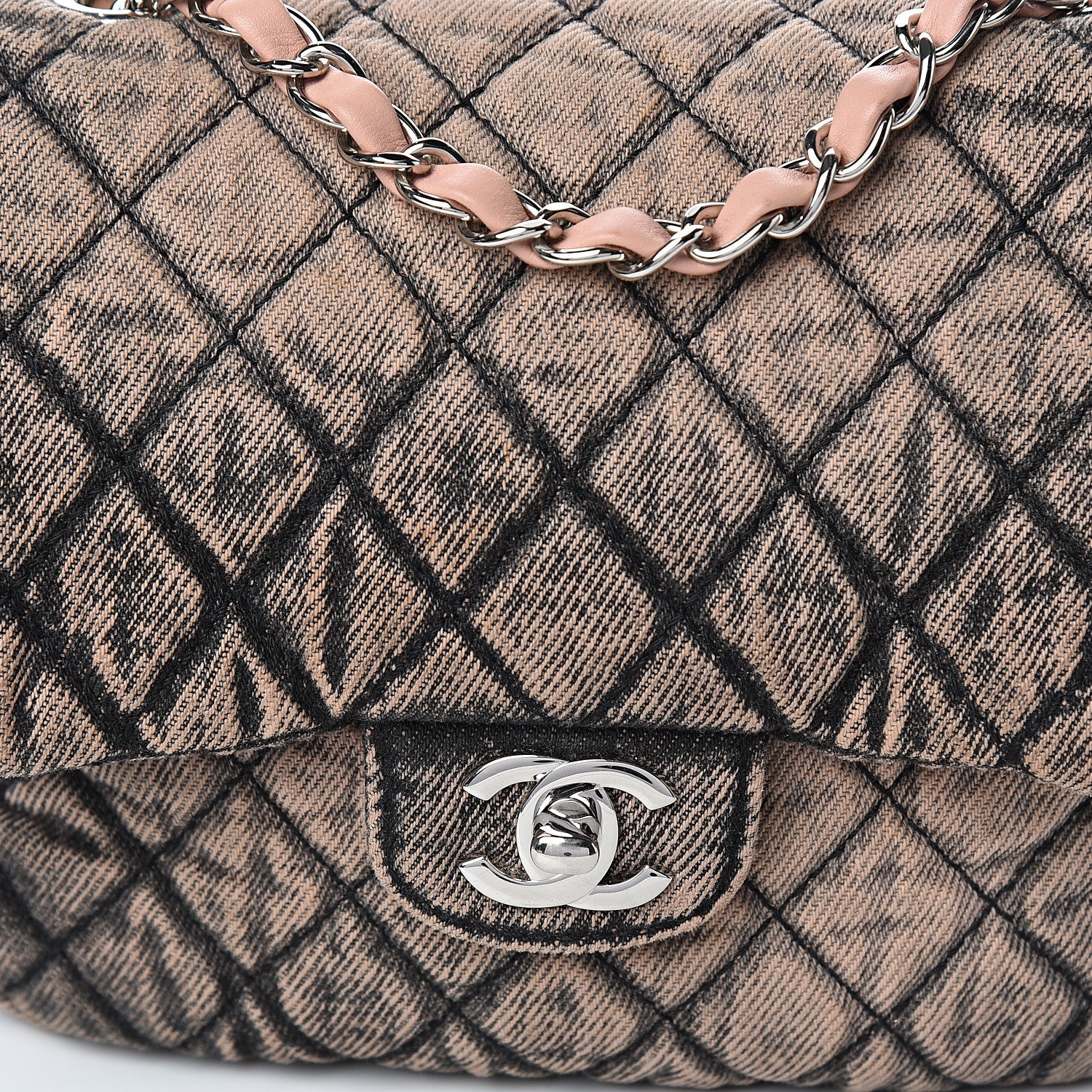 Chanel Denim Quilted Small Flap Light Pink Black 12 of 13