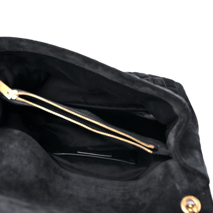 Saint Laurent Suede Mixed Matelasse Tri-Quilt Large Monogram Envelope Satchel Black 5 of 25