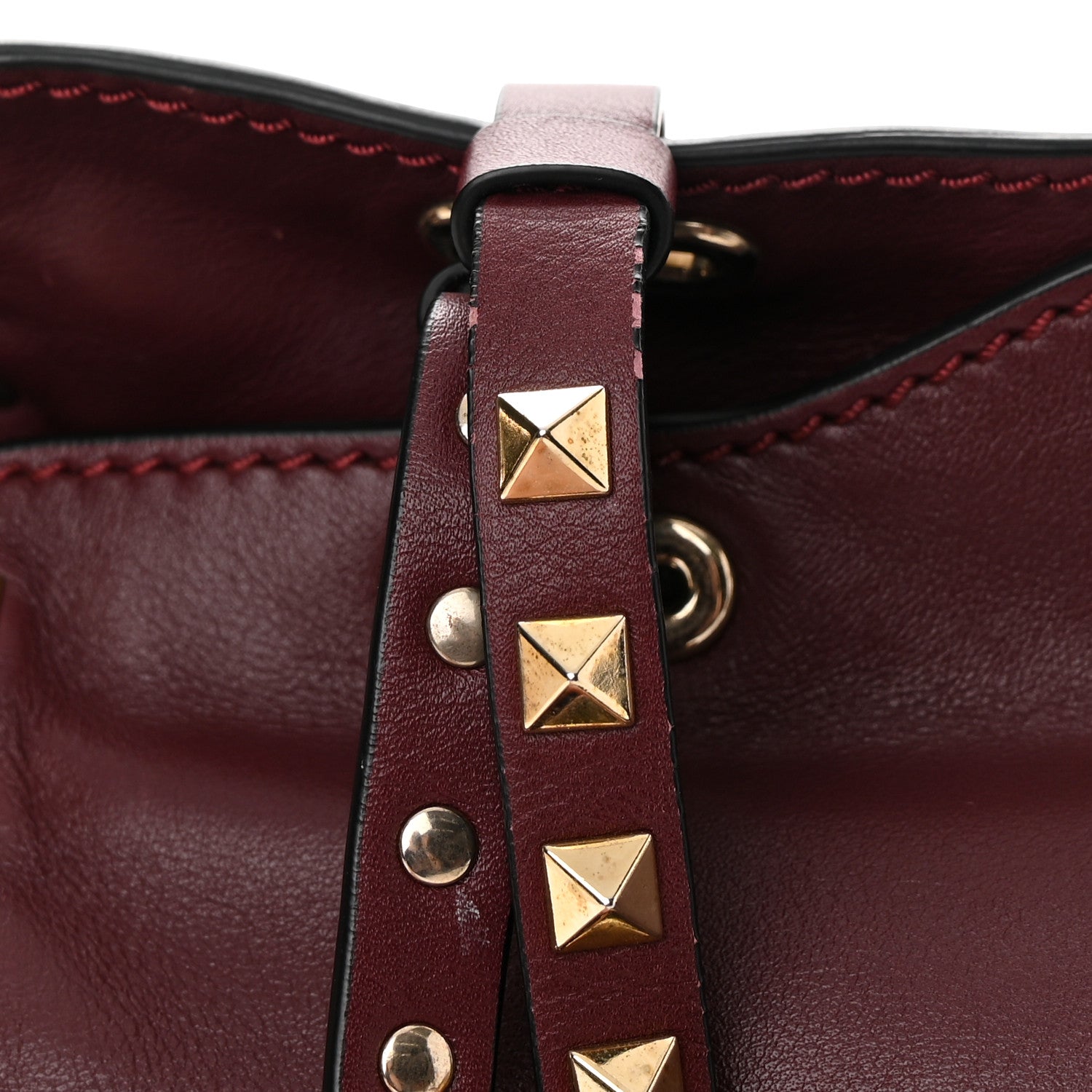 Valentino Garavani Vitello Small Rockstud Tote Rubin 13 of 14