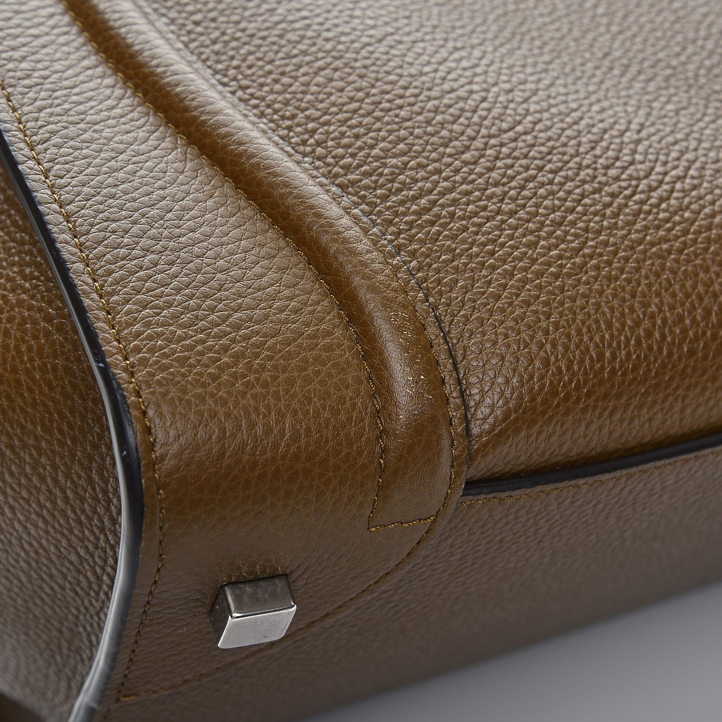Drummed Calfskin Mini Luggage Moss Green