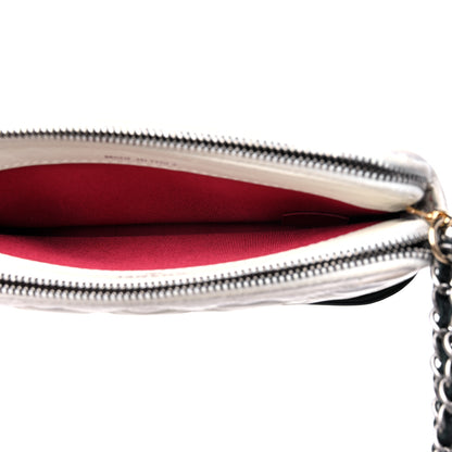 Chanel Aged Calfskin Quilted Small Gabrielle Clutch With Chain White Black 6 of 17