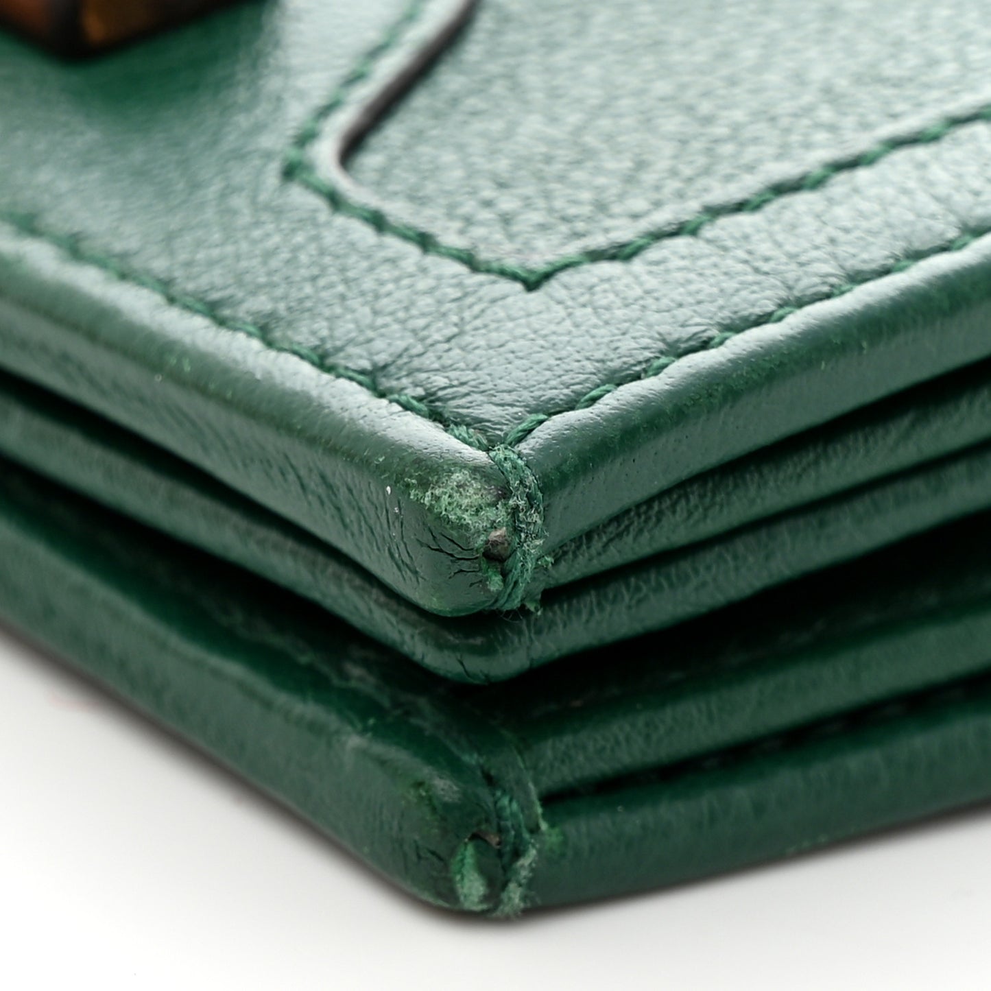 Wonka Grain Calfskin Diana Card Case Wallet Emerald