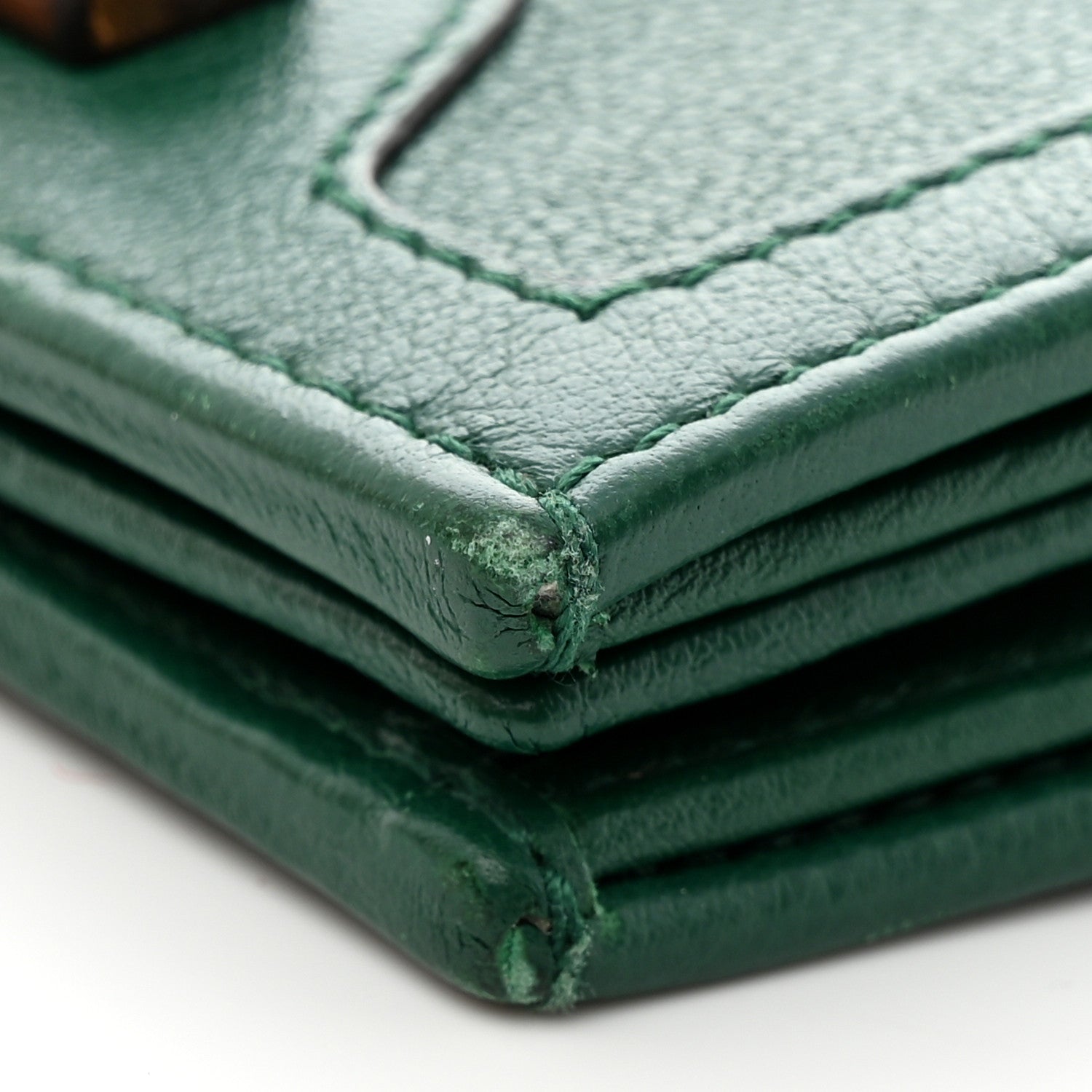 Gucci Wonka Grain Calfskin Diana Card Case Wallet Emerald 9 of 10