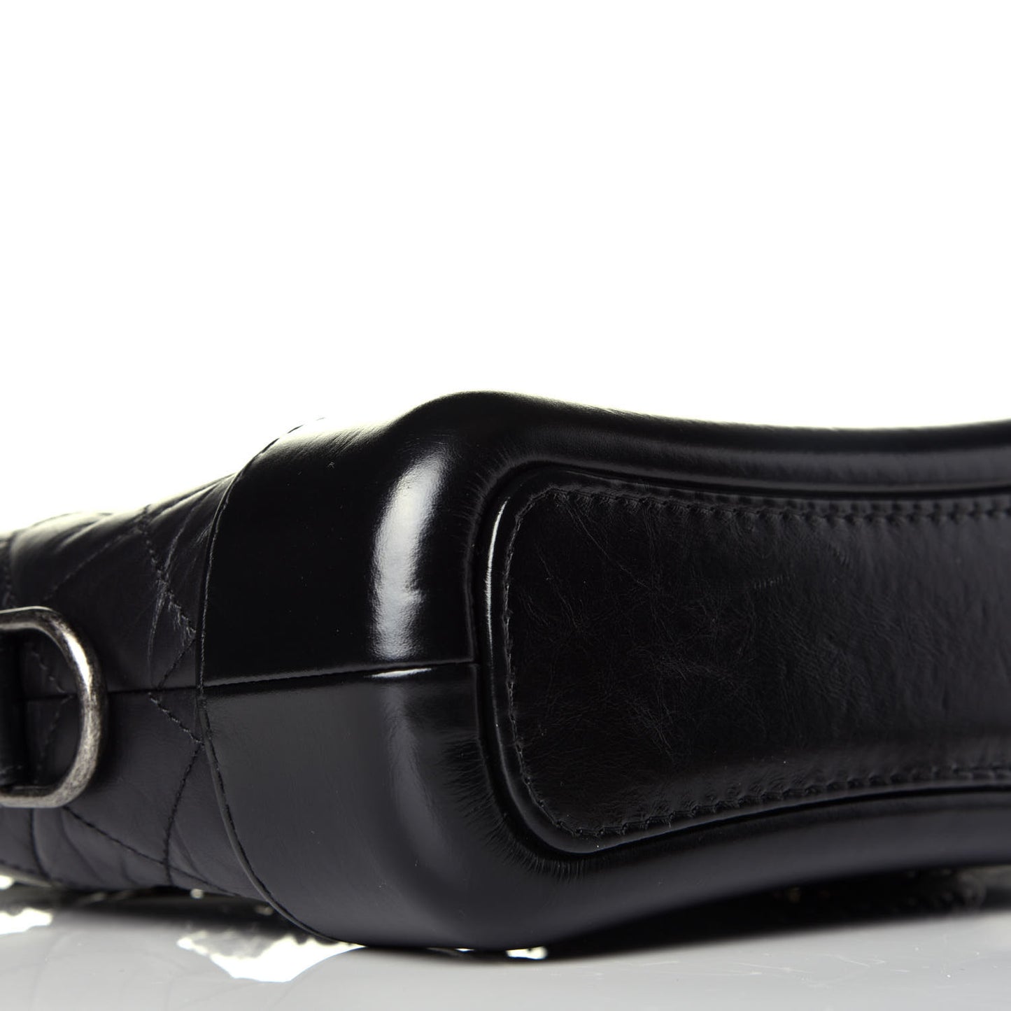 Aged Calfskin Quilted Small Gabrielle Hobo Black