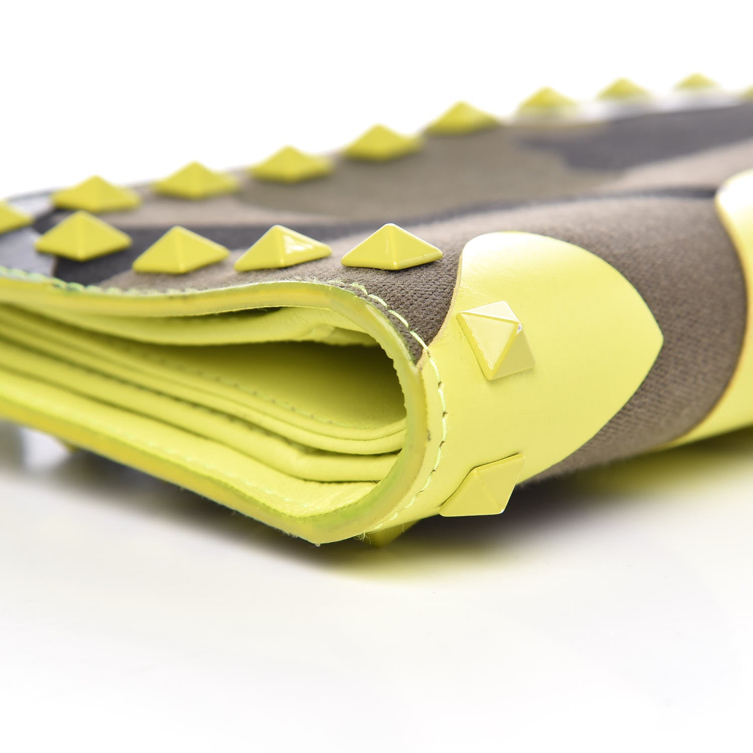Valentino Garavani Nappa Canvas Camouflage Rockstud Continental Wallet Yellow 9 of 14