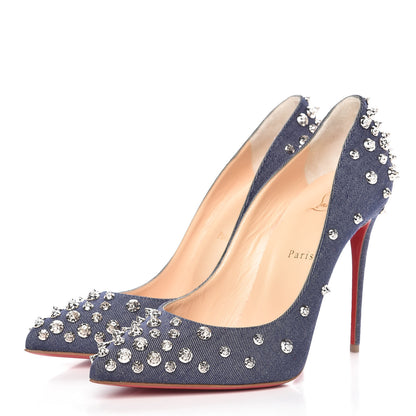 Christian Louboutin Denim Studded Aimantaclou 100 Pumps 41.5 Blue 3 of 8
